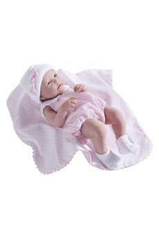 Poupée Berenguer All-vinyl la newborn doll in pink bubble suit outfit and blanket. Real girl!