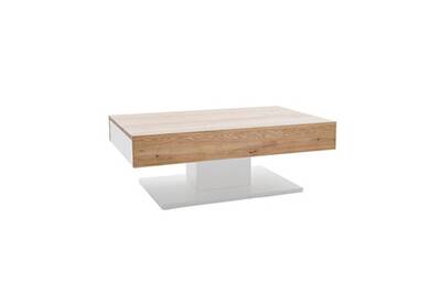 Table Basse B008109 Table Basse Design Blanc Laque Et Bois Chene 2