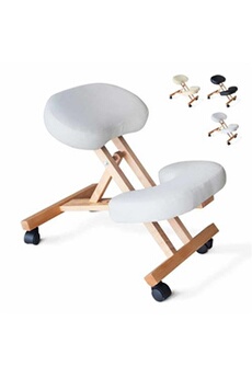 fauteuil de bureau bodyline - health and massage chaise orthopédique de bureau en bois confortable siège ergonomique balancewood, couleur: blanc