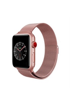 montre connectée inkasus bracelet en acier inoxydable avec adaptateur pour apple watch version 42mm - milan style - rose