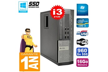 PC De Bureau Dell PC Dell 990 Sff Core I3-2120 Ram 16Go Disque 960Go SSD Graveur WiFi W7