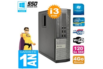 PC De Bureau Dell PC Dell 990 Sff Core I3-2120 Ram 4Go Disque 120Go SSD Graveur Dvd WiFi W7