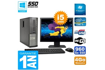 PC De Bureau Dell PC Dell 990 Sff Core i5-2400 Ram 4Go Disque 960Go SSD Graveur WiFi W7 Ecran 22"