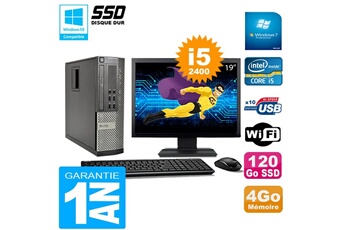 PC De Bureau Dell PC Dell 990 Sff Core i5-2400 Ram 4Go Disque 120Go SSD Graveur WiFi W7 Ecran 19"