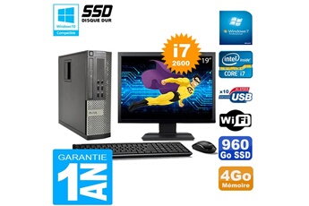 PC De Bureau Dell PC Dell 990 Sff Core i7-2600 Ram 4Go Disque 960Go SSD Graveur WiFi W7 Ecran 19"
