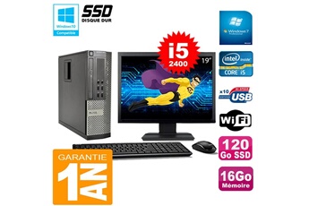 PC De Bureau Dell PC Dell 990 Sff Core i5-2400 Ram 16Go Disque 120Go SSD Graveur WiFi W7 Ecran 19"