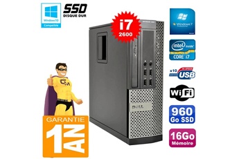 PC De Bureau Dell PC Dell 990 Sff Core i7-2600 Ram 16Go Disque 960Go SSD Graveur WiFi W7