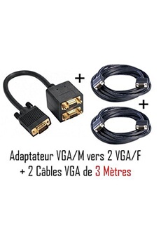 Adaptateur et convertisseur GENERIQUE Micro HDMI mâle vers VGA femelle Video Converter Cable adaptateur 1080P + Cable VGA M/M 10 mètres de Vshop