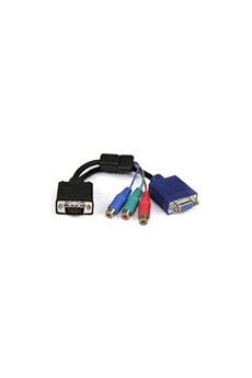 Adaptateur et convertisseur GENERIQUE Cable adaptateur VGA mâle + VGA femelle vers 3 RCA YUV de Vshop