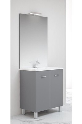 Meuble Salle De Bain Anconetti Ensemble Meuble Ancoflash 2 Portes Sur Pied Anconetti 80cm Anthracite Darty