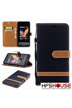 Autres accessoires informatiques HFS House Huawei honor 7x portefeuille noir coque housse etui en cuir pu