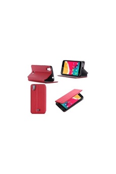 Wiko Rainbow Jam rouge luxe Cuir stand