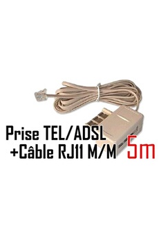 Filtre ADSL prise Gigogne + Câble RJ11 de 5 mètres de Vshop