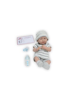 Poupée Berenguer New! All-vinyl la newborn doll in grey striped outfit. Real boy!!