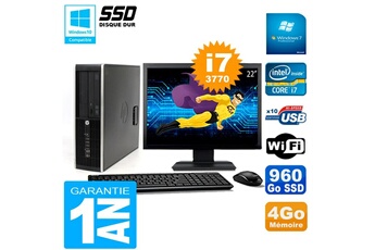 PC De Bureau HP PC HP Compaq 8300 Sff Ecran 22" Core i7-3770 Ram 4Go Disque 960 Go SSD WiFi W7