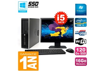 PC De Bureau HP PC HP Compaq 8300 Sff Ecran 22" Core i5-3470 Ram 16Go Disque 120 Go SSD WiFi W7