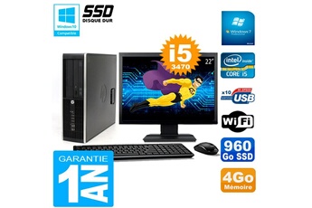 Pc De Bureau Hp Pc Hp Compaq 8300 Sff Ecran 22" Core I5-3470 Ram 4Go Disque 960 Go Ssd Wifi W7