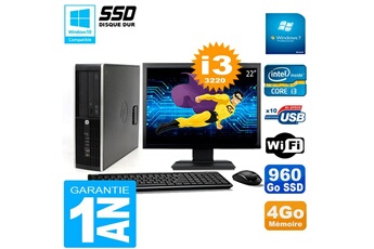 Pc De Bureau Hp Pc Hp Compaq 8300 Sff Ecran 22" Core I3-3220 Ram 4Go Disque 960 Go Ssd Wifi W7