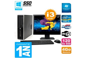 PC De Bureau HP PC HP Compaq 8300 Sff Ecran 19" Core I3-2120 Ram 4Go Disque 120 Go SSD WiFi W7