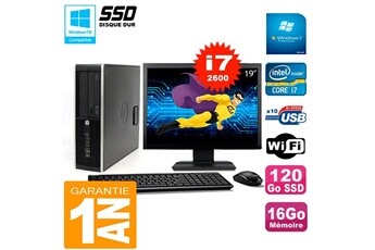 PC De Bureau HP PC HP Compaq 8300 Sff Ecran 19" Core i7-2600 Ram 16Go Disque 120 Go SSD WiFi W7