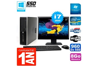 PC De Bureau HP PC HP Compaq 8300 Sff Ecran 22" Core i7-2600 Ram 8Go Disque 960 Go SSD WiFi W7