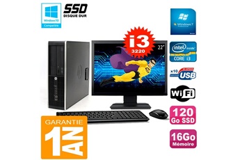 PC De Bureau HP PC HP Compaq 8300 Sff Ecran 22" Core I3-3220 Ram 16Go Disque 120 Go SSD WiFi W7