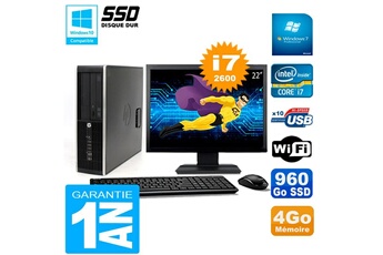 Pc De Bureau Hp Pc Hp Compaq 8300 Sff Ecran 22" Core I7-2600 Ram 4Go Disque 960 Go Ssd Wifi W7