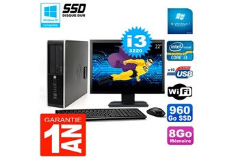 PC De Bureau HP PC HP Compaq 8300 Sff Ecran 22" Core I3-3220 Ram 8Go Disque 960 Go SSD WiFi W7