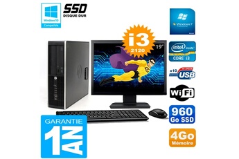 PC De Bureau HP PC HP Compaq 8300 Sff Ecran 19" Core I3-2120 Ram 4Go Disque 960 Go SSD WiFi W7