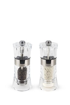 Ustensile de cuisine Peugeot Oslo Duo de moulins à poivre et à sel humide manuels en acryl 14 cm