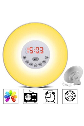 Radio-réveil ALPEXE Lampe de réveil/chevet lumiere du jour, simulation  d'aube / de crépuscule (10 intensités) radio fm