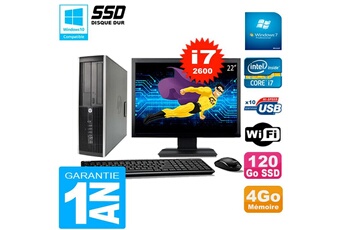 PC De Bureau HP PC HP Compaq 8200 Sff Ecran 22" Core i7-2600 Ram 4Go Disque 120 Go SSD WiFi W7