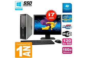 PC De Bureau HP PC HP Compaq 8200 Sff Ecran 22" Core i7-2600 Ram 16Go Disque 120 Go SSD WiFi W7