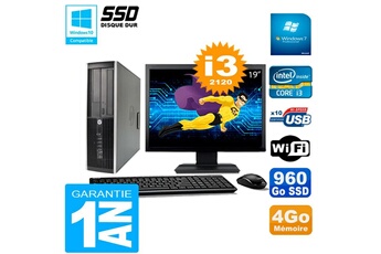 PC De Bureau HP PC HP Compaq 8200 Sff Ecran 19" Core I3-2120 Ram 4Go Disque 960 Go SSD WiFi W7