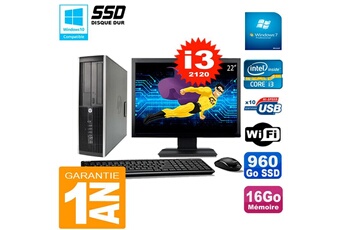 Pc De Bureau Hp Pc Hp Compaq 8200 Sff Ecran 22" Core I3-2120 Ram 16Go Disque 960 Go Ssd Wifi W7