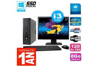 PC De Bureau HP PC HP Elitedesk 800 G1 Sff Ecran 22" Core I3-4130 8Go Disque 120 Go SSD WiFi W7