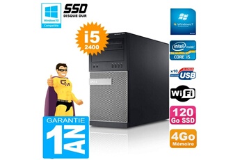 PC De Bureau Dell PC Tour Dell 7010 Core i5-2400 Ram 4Go Disque 120 Go SSD WiFi W7