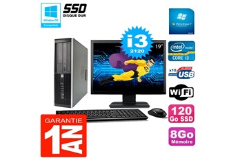 Pc De Bureau Hp Pc Hp Compaq 8200 Sff Ecran 19" Core I3-2120 Ram 8Go Disque 120 Go Ssd Wifi W7