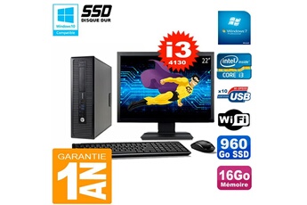 PC De Bureau HP PC HP Elitedesk 800 G1 Sff Ecran 22" Core I3-4130 16Go Disque 960 Go SSD WiFi W7