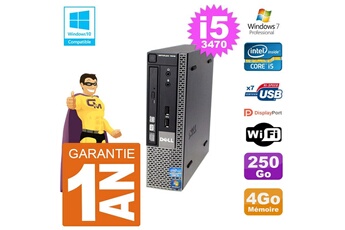 PC De Bureau Dell Mini PC Dell 7010 Ultra Usff Core i5-3470 Ram 4Go Disque 250Go WiFi W7