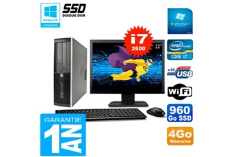 PC De Bureau HP PC HP Compaq 8200 Sff Ecran 22" Core i7-2600 Ram 4Go Disque 960 Go SSD WiFi W7