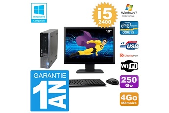 PC De Bureau Dell Mini PC Dell 7010 Ultra Usff Ecran 19" Core i5-2400 Ram 4Go Disque 250Go WiFi W7