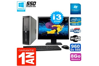 Pc De Bureau Hp Pc Hp Compaq 8200 Sff Ecran 22" Core I3-2120 Ram 8Go Disque 960 Go Ssd Wifi W7