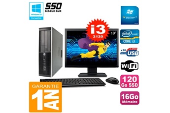PC De Bureau HP PC HP Compaq 8200 Sff Ecran 19" Core I3-2120 Ram 16Go Disque 120 Go SSD WiFi W7