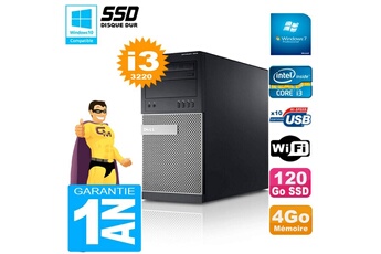 PC De Bureau Dell PC Tour Dell 7010 Core I3-3220 Ram 4Go Disque 120 Go SSD WiFi W7