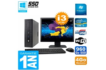 PC De Bureau HP PC HP Elitedesk 800 G1 Sff Ecran 22" Core I3-4130 4Go Disque 960 Go SSD WiFi W7