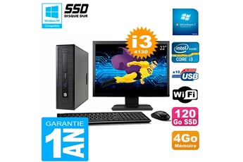 PC De Bureau HP PC HP Elitedesk 800 G1 Sff Ecran 22" Core I3-4130 4Go Disque 120 Go SSD WiFi W7