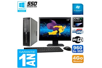 Ensemble Pc Avec Écran Hp Pc Hp Compaq 6005 Pro Sff Ecran 19" Amd Phenom Ii Ram 4Go 960 Go Ssd Wifi W7