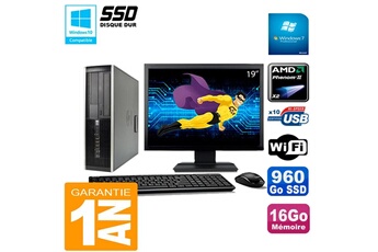Ensemble Pc Avec Écran Hp Pc Hp Compaq 6005 Pro Sff Ecran 19" Amd Phenom Ii Ram 16Go 960 Go Ssd Wifi W7