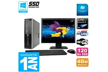 Ensemble Pc Avec Écran Hp Pc Hp Compaq 6005 Pro Sff Ecran 19" Amd Phenom Ii Ram 4Go 120 Go Ssd Wifi W7